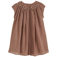 Emile et Ida Terracotta Heart Print Smocked Dress