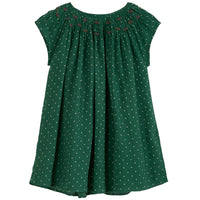 Emile et Ida Green Heart Print Smocked Dress