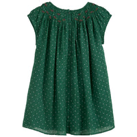 Emile et Ida Green Heart Print Smocked Dress