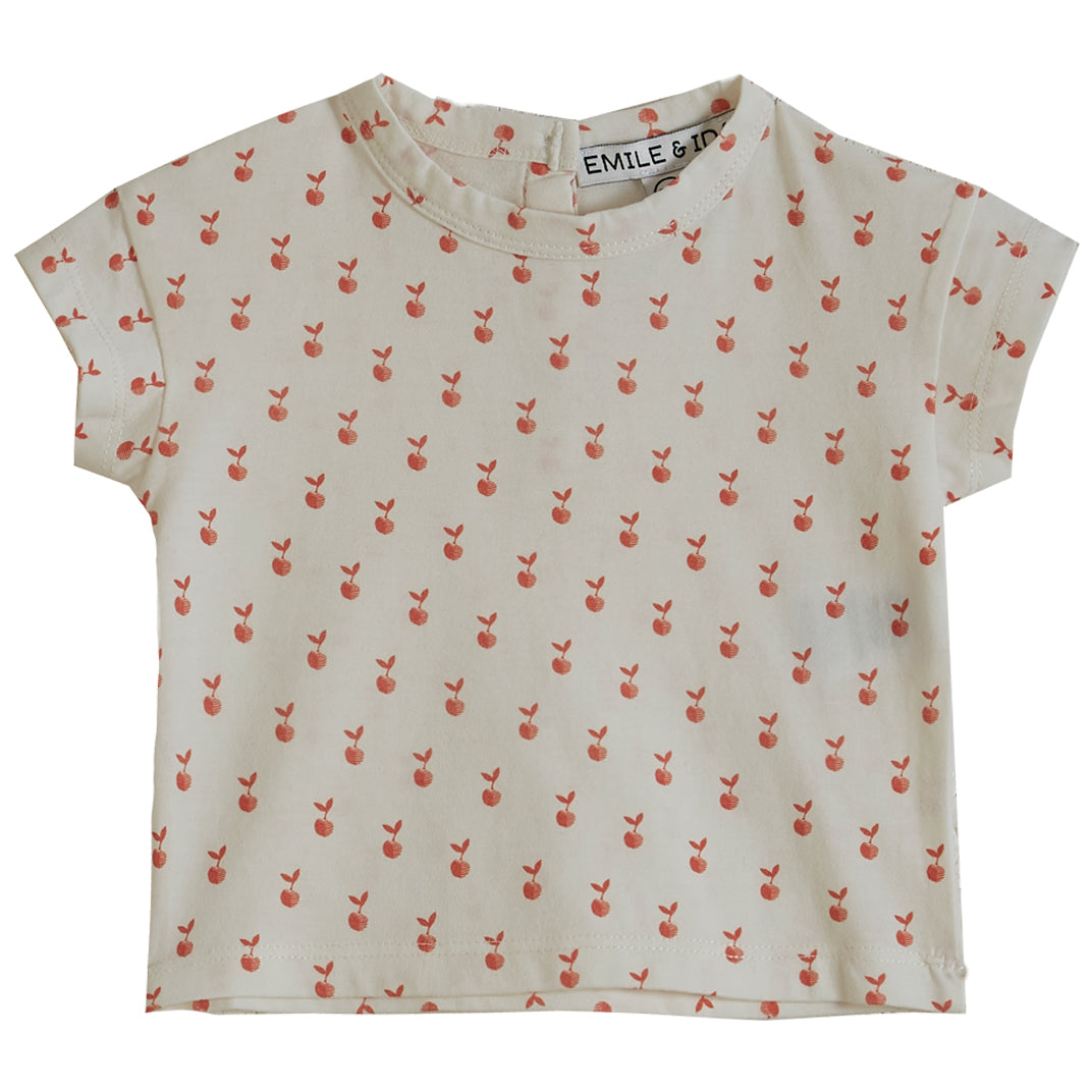 Emile et Ida Ecru Pommes Jersey Baby Tee