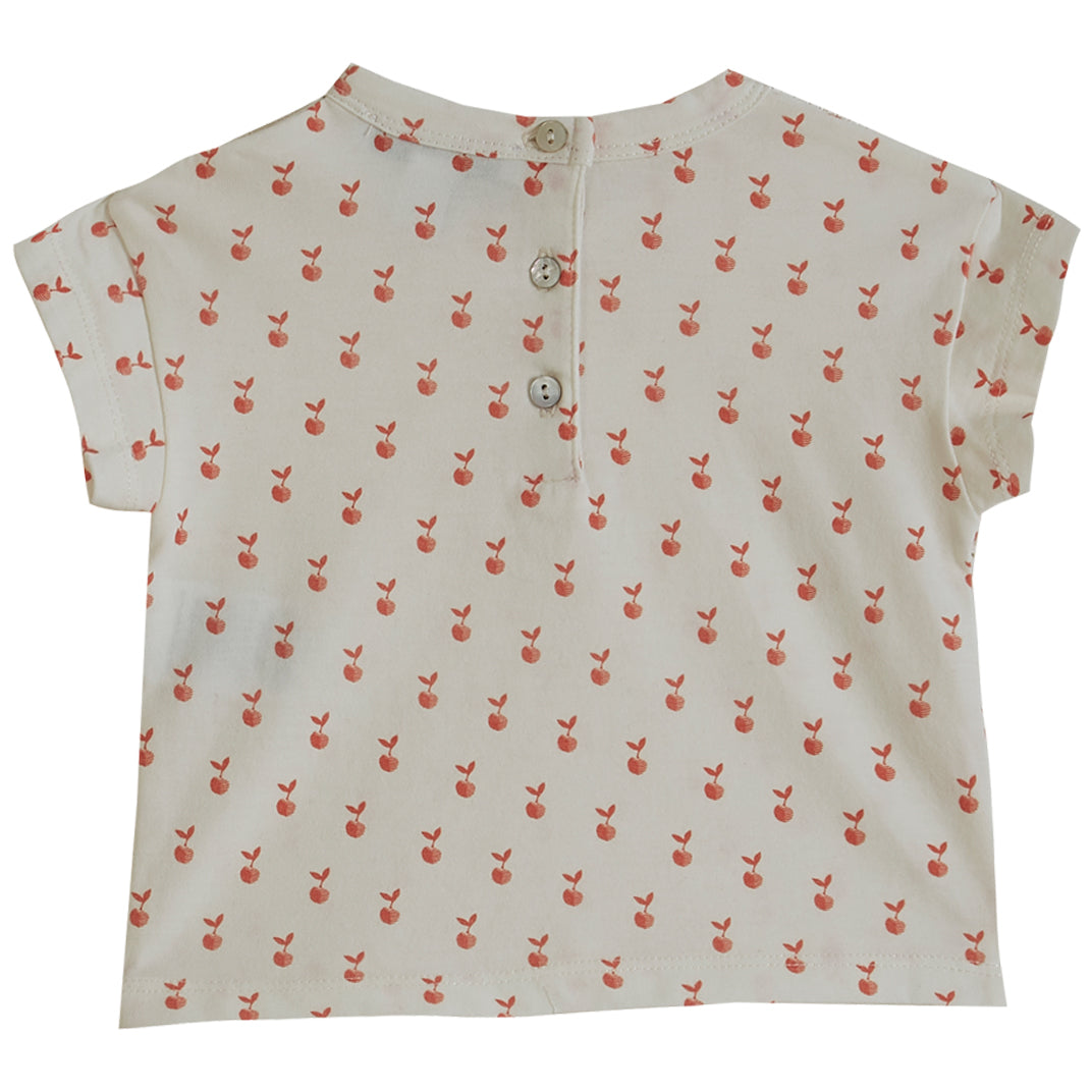 Emile et Ida Ecru Pommes Jersey Baby Tee