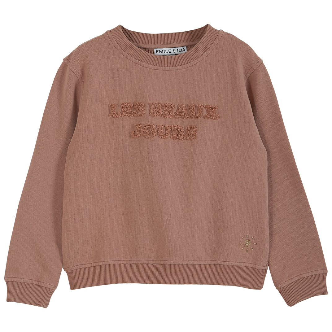 Emile et Ida Terracotta Embroidered Fleece Sweatshirt