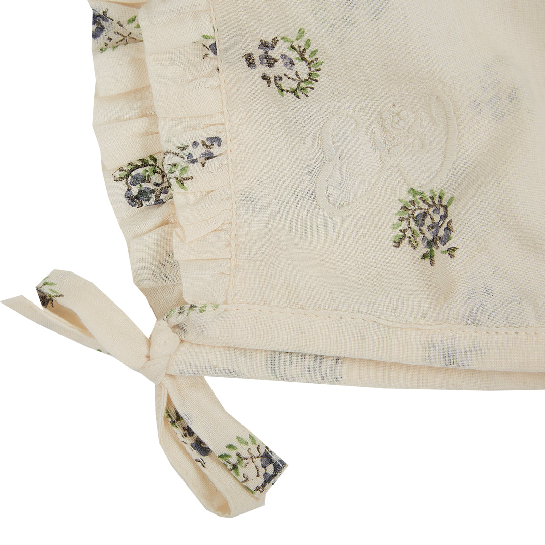 Emile et Ida Ecru Berry Print Bonnet