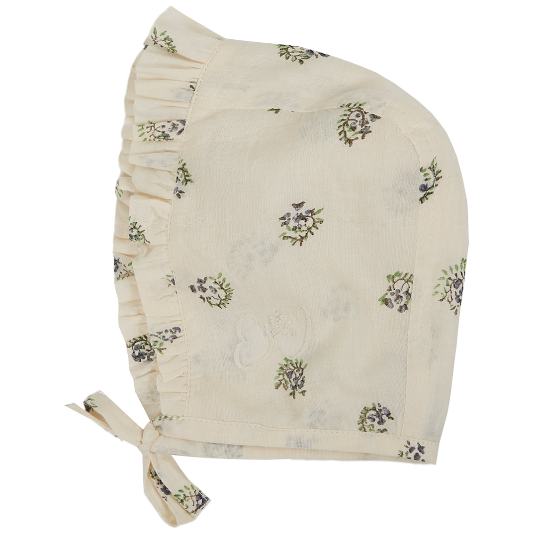 Emile et Ida Ecru Berry Print Bonnet