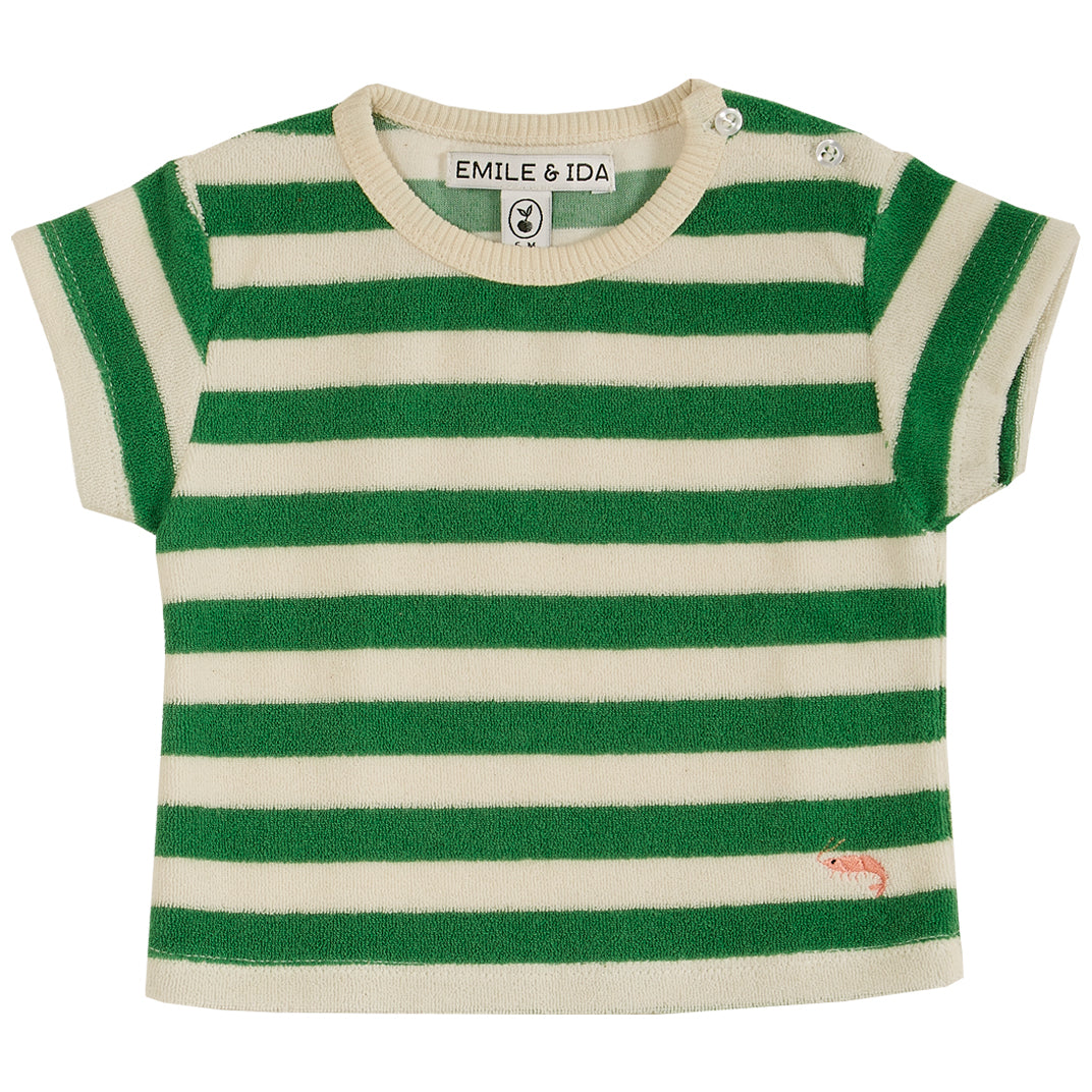 Emile et Ida Green Striped Terry Tee