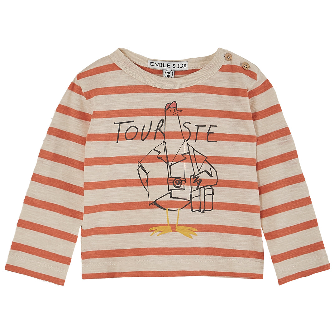 Emile et Ida Tangerine Striped Touriste Tee