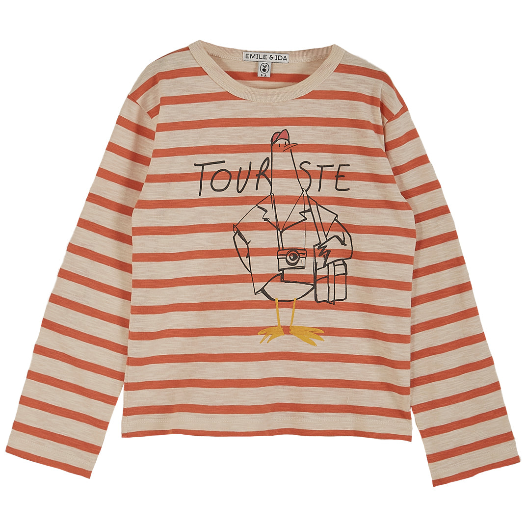 Emile et Ida Tangerine Striped Touriste Tee