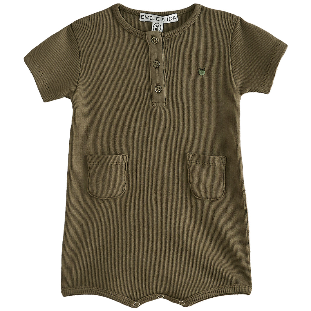 Emile et Ida Kaki Pocket Romper