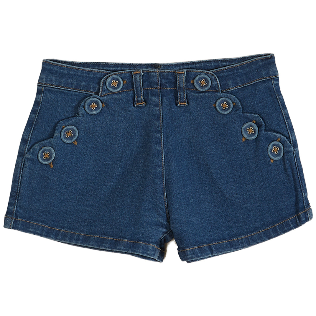 Emile et Ida Medium Denim Buttons Short