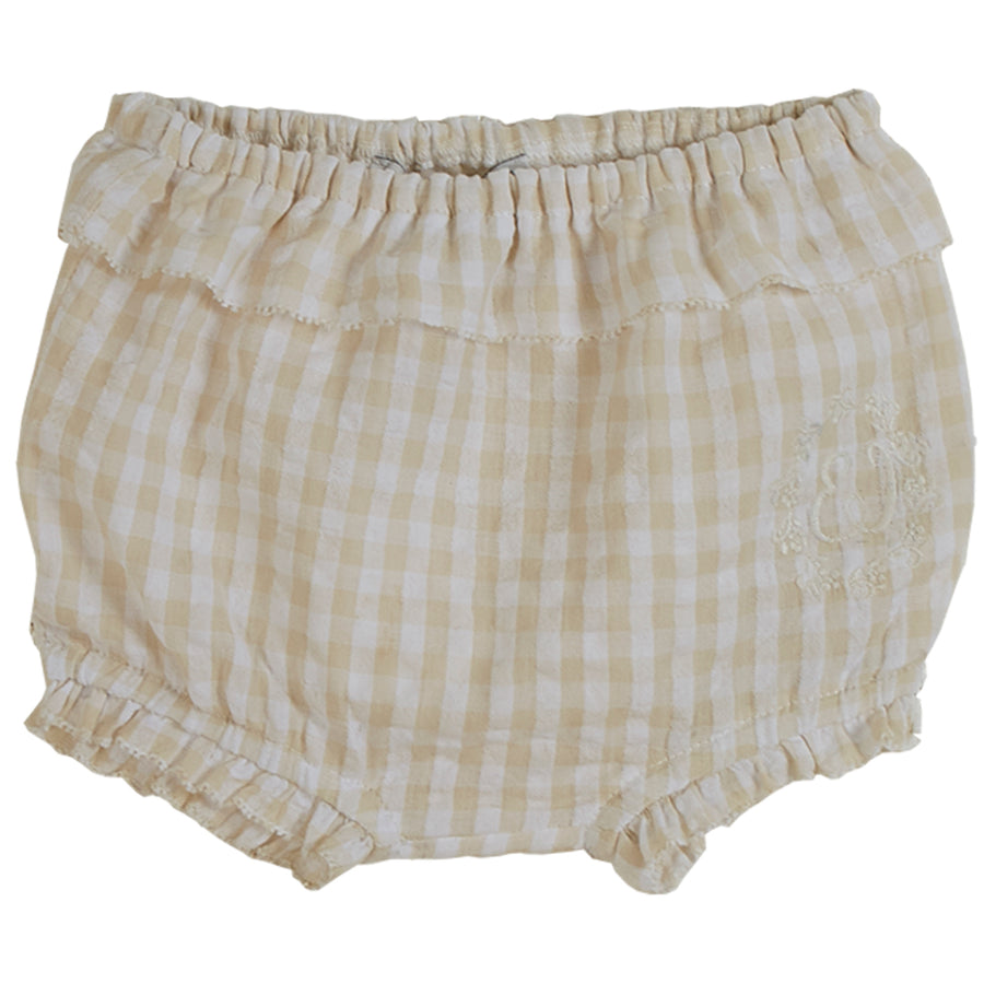 Emile et Ida Ecru Vichy Ruffle Bloomer