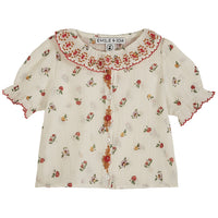 Emile et Ida Ecru Poppy Embroiderd Collar Blouse