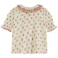 Emile et Ida Ecru Poppy Embroiderd Collar Blouse