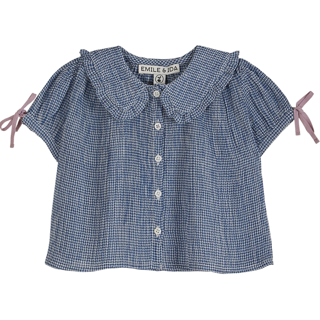 Emile et Ida Blue Mini Vichy Blouse