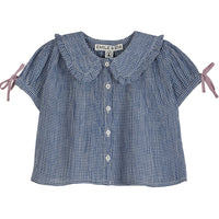Emile et Ida Blue Mini Vichy Blouse