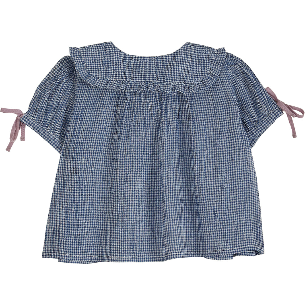 Emile et Ida Blue Mini Vichy Blouse