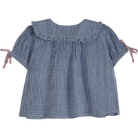 Emile et Ida Blue Mini Vichy Blouse