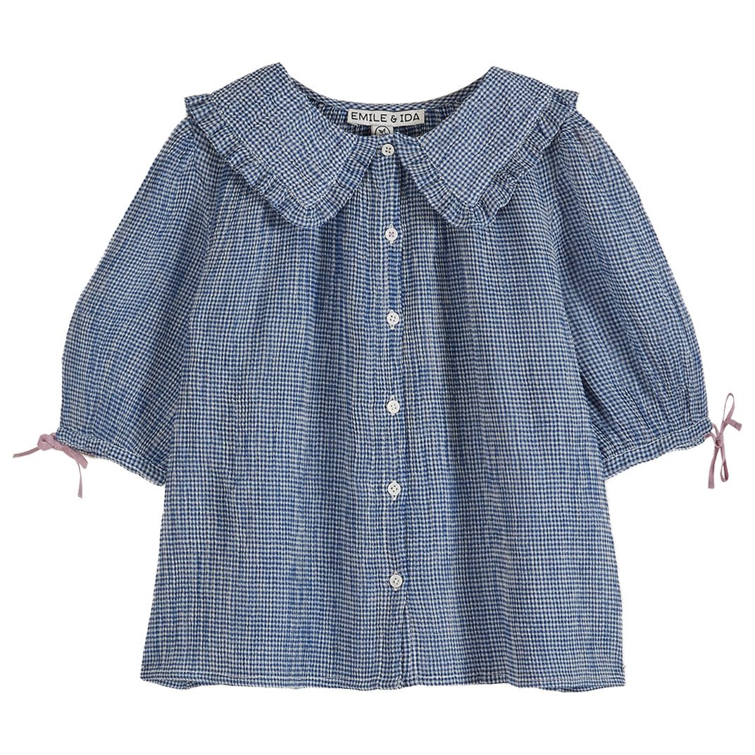 Emile et Ida Blue Mini Vichy Blouse