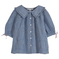 Emile et Ida Blue Mini Vichy Blouse