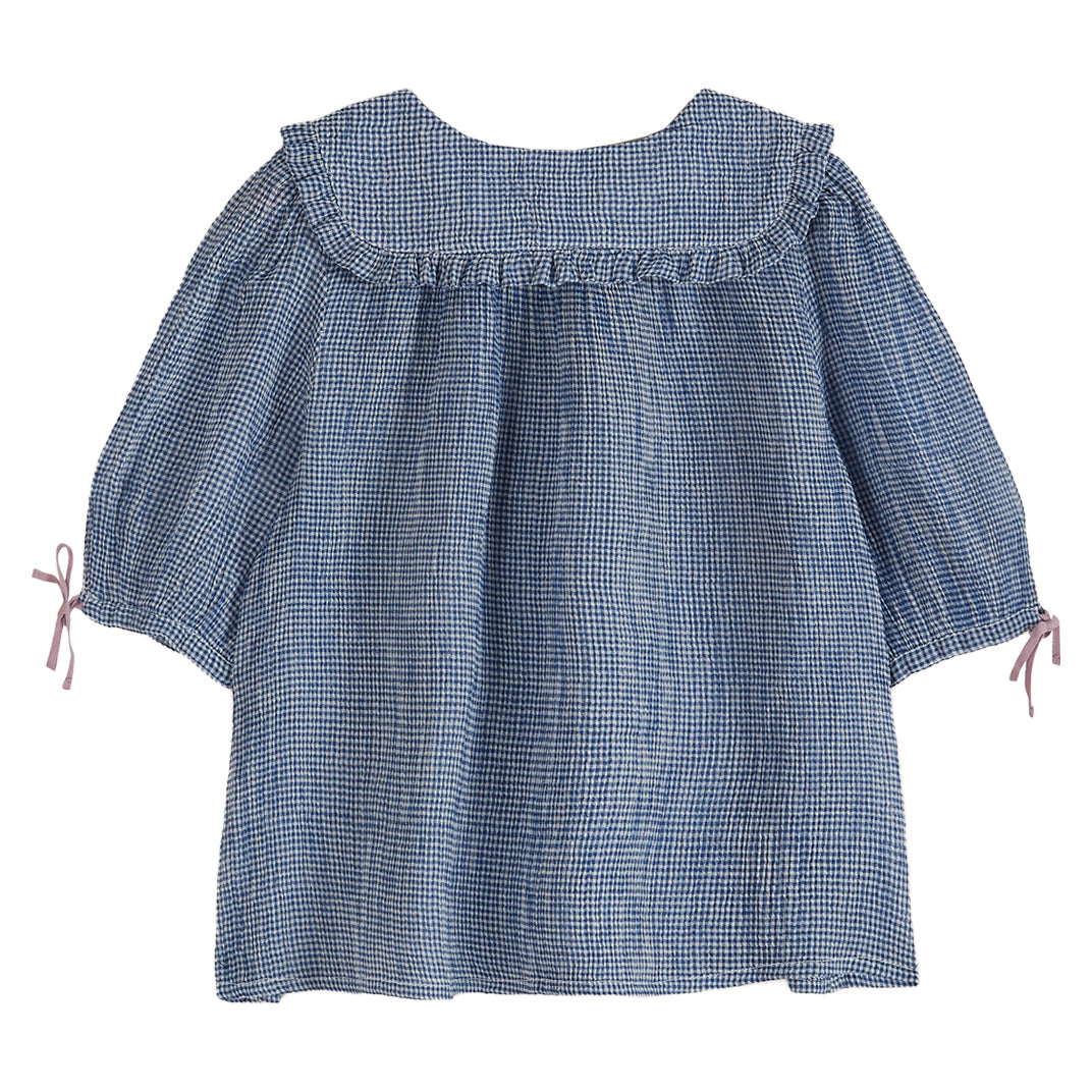 Emile et Ida Blue Mini Vichy Blouse