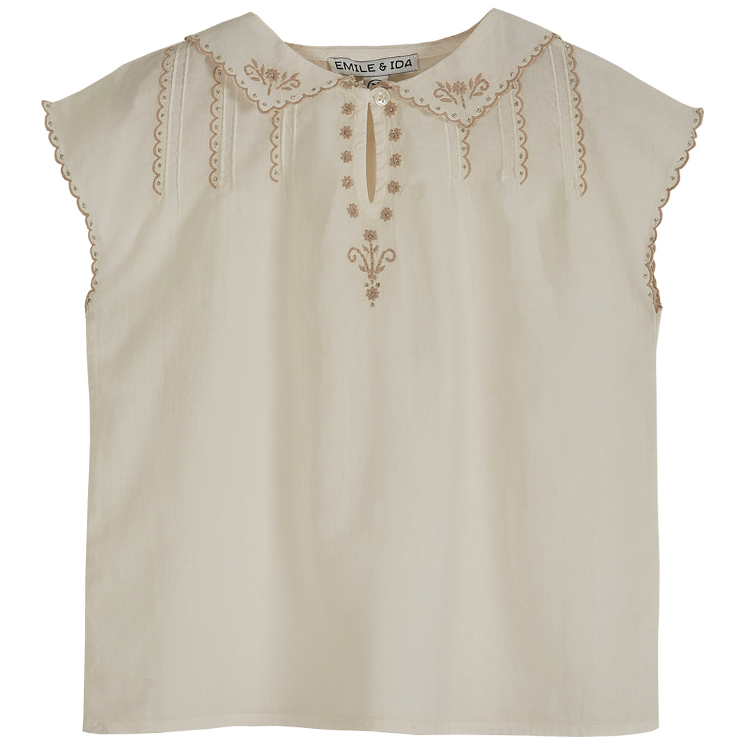 Emile et Ida Ecru Vintage Embroidered Blouse