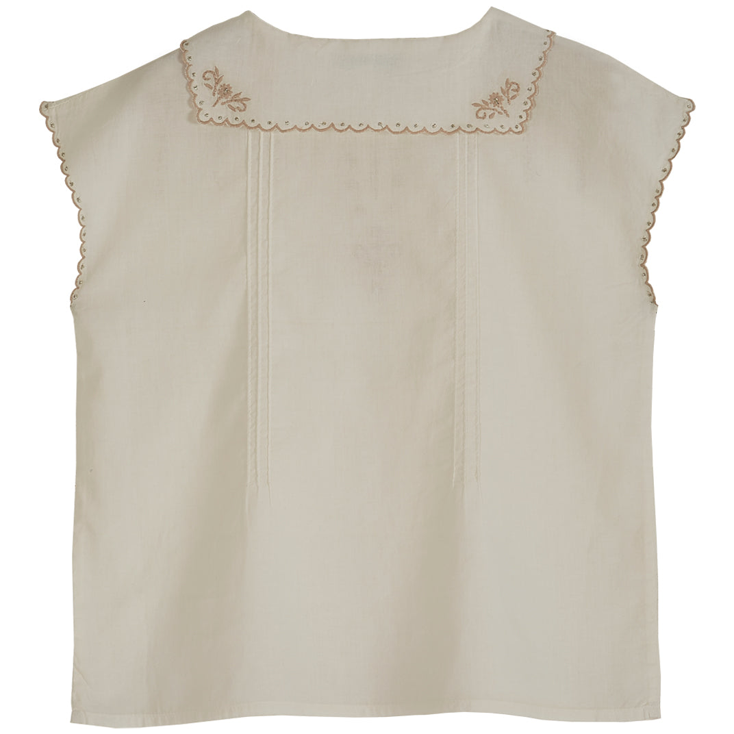 Emile et Ida Ecru Vintage Embroidered Blouse