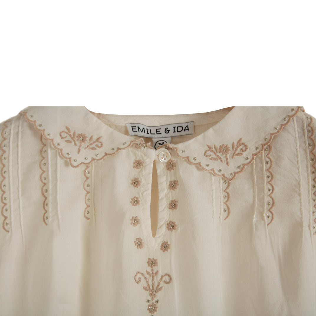 Emile et Ida Ecru Vintage Embroidered Blouse