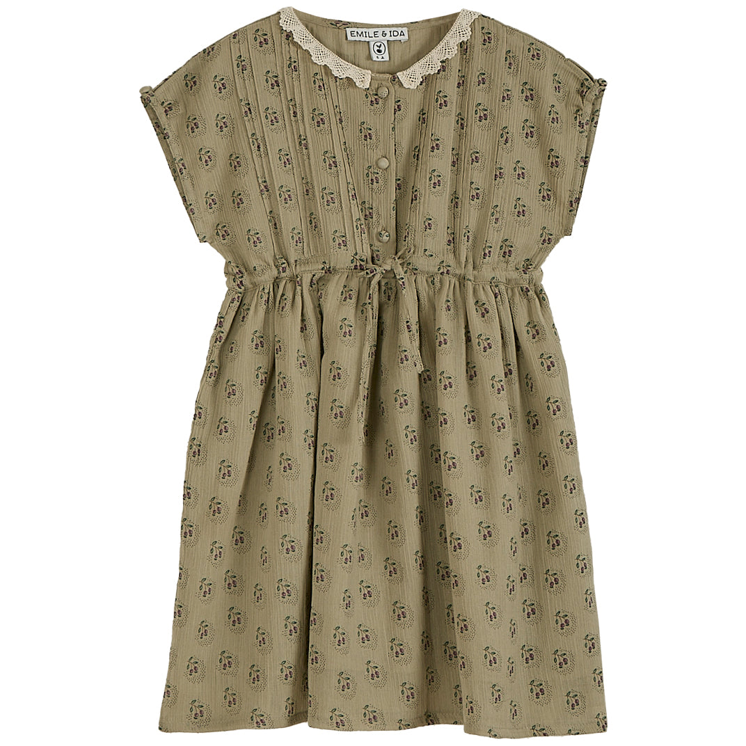 Emile et Ida Taupe Embroidered Collar Long Dress