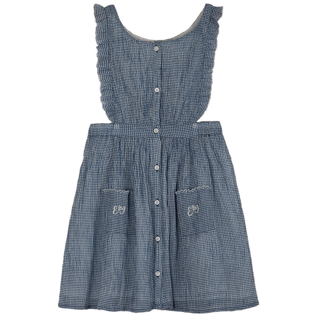 Emile et Ida Blue Mini Vichy Apron Dress