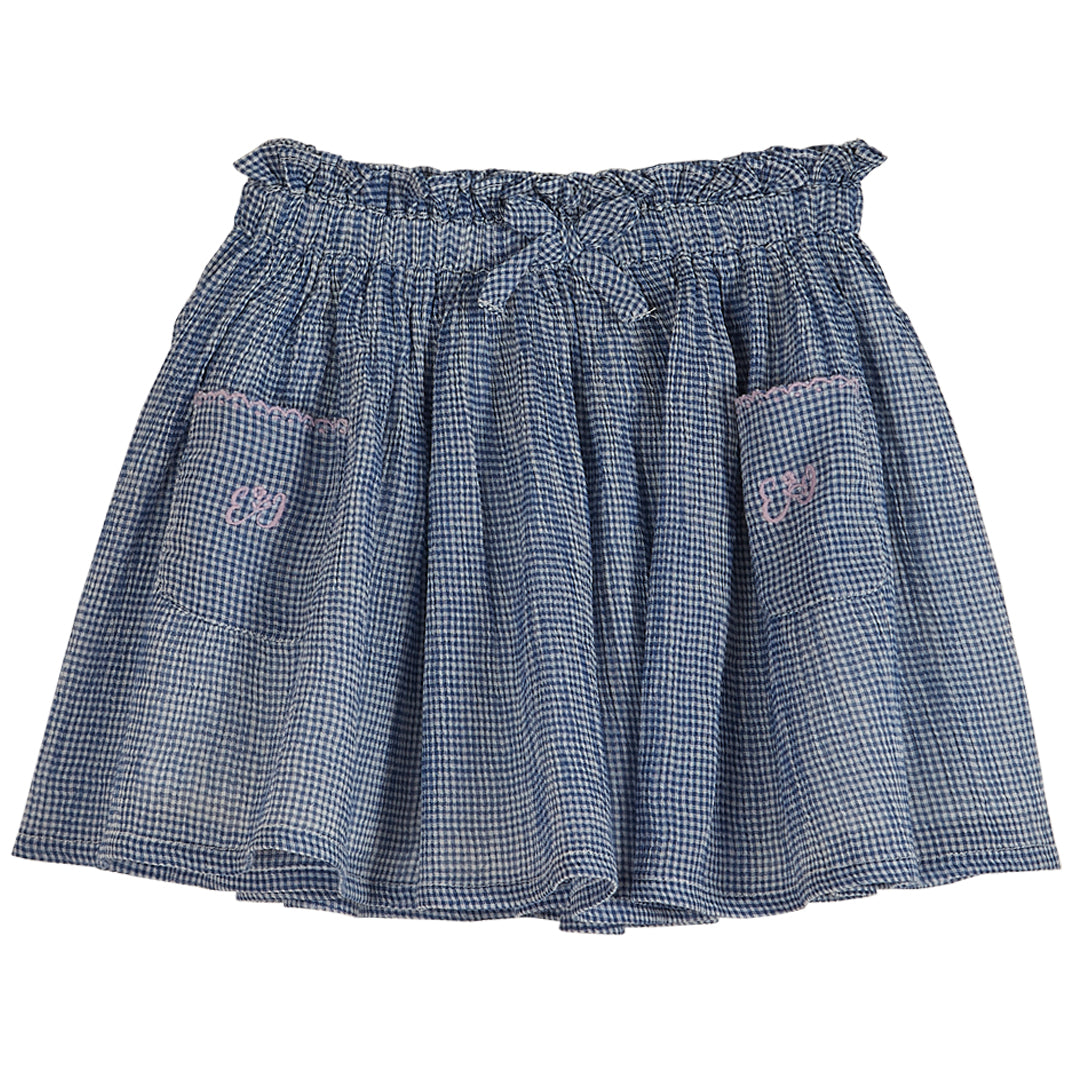 Emile et Ida Blue Mini Vichy Skirt