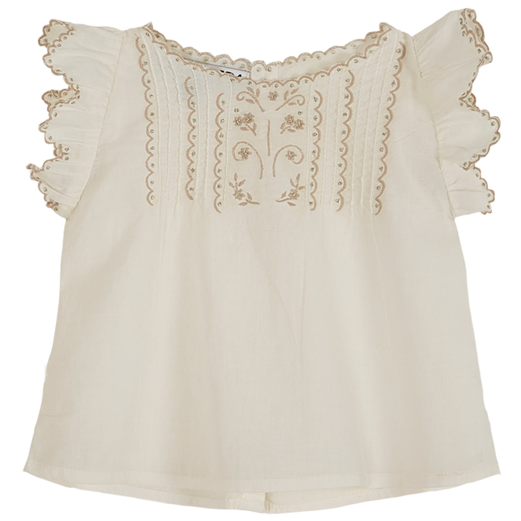 Emile et Ida Ecru Vintage Embroidered Baby Blouse