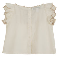 Emile et Ida Ecru Vintage Embroidered Baby Blouse