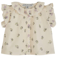 Emile et Ida Ecru Berry Print Baby Blouse
