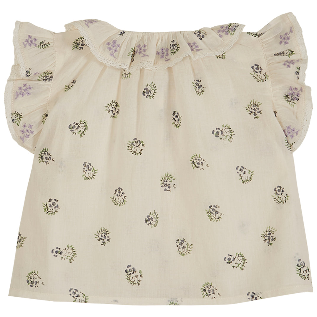 Emile et Ida Ecru Berry Print Baby Blouse