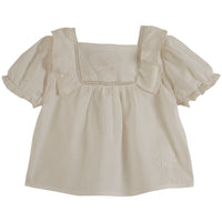Emile et Ida Ecru Ruffle Vintage Embroidered Blouse