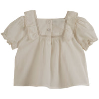Emile et Ida Ecru Ruffle Vintage Embroidered Blouse