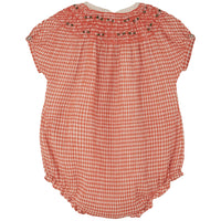 Emile et Ida Red Vichy Ruffle Collar Romper