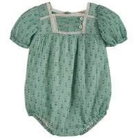 Emile et Ida Green Check Lace Romper