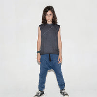 NUNUNU Dyed Graphite Diagonal Sleeveless T-shirt
