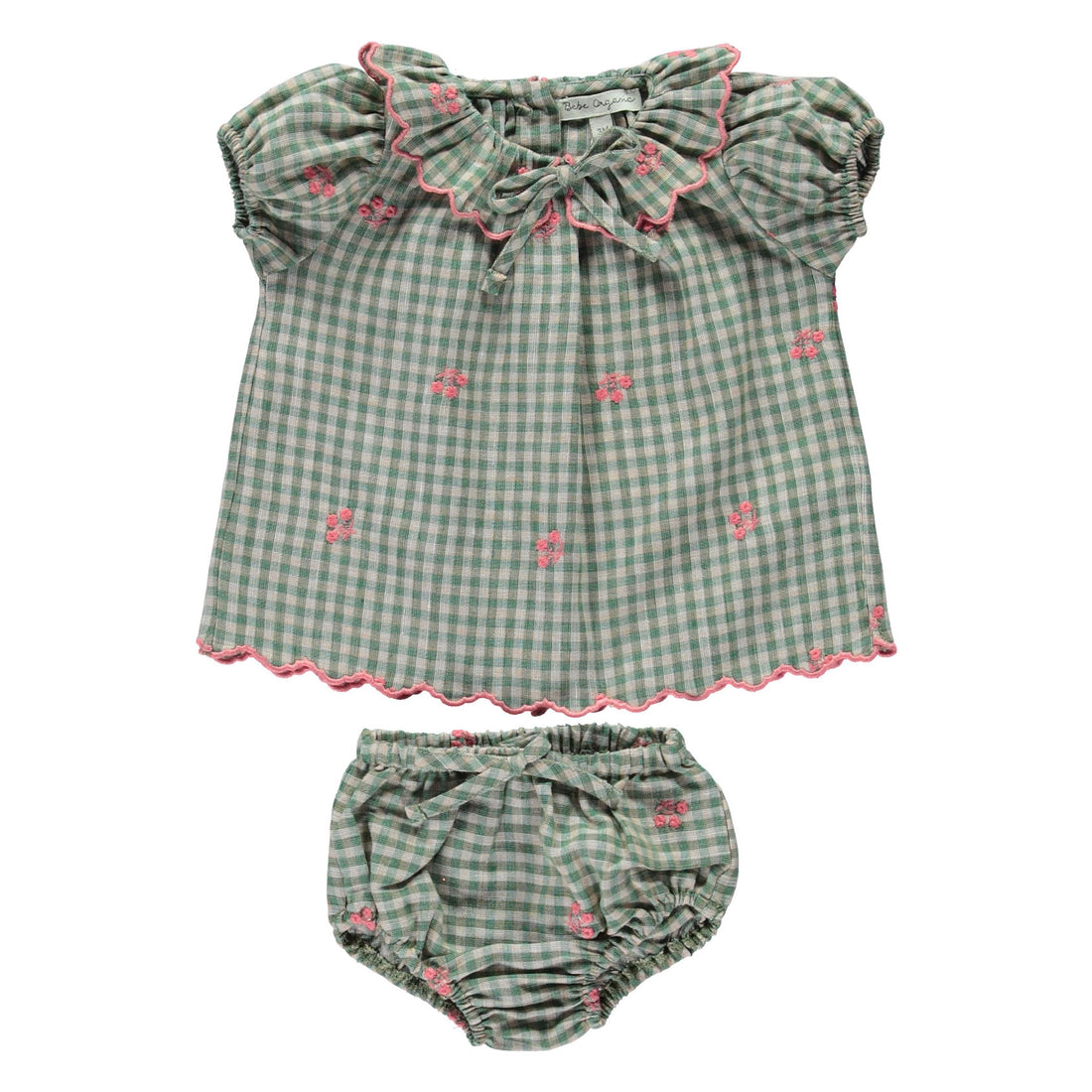 Bebe Organic Green Gingham Uma Baby Set