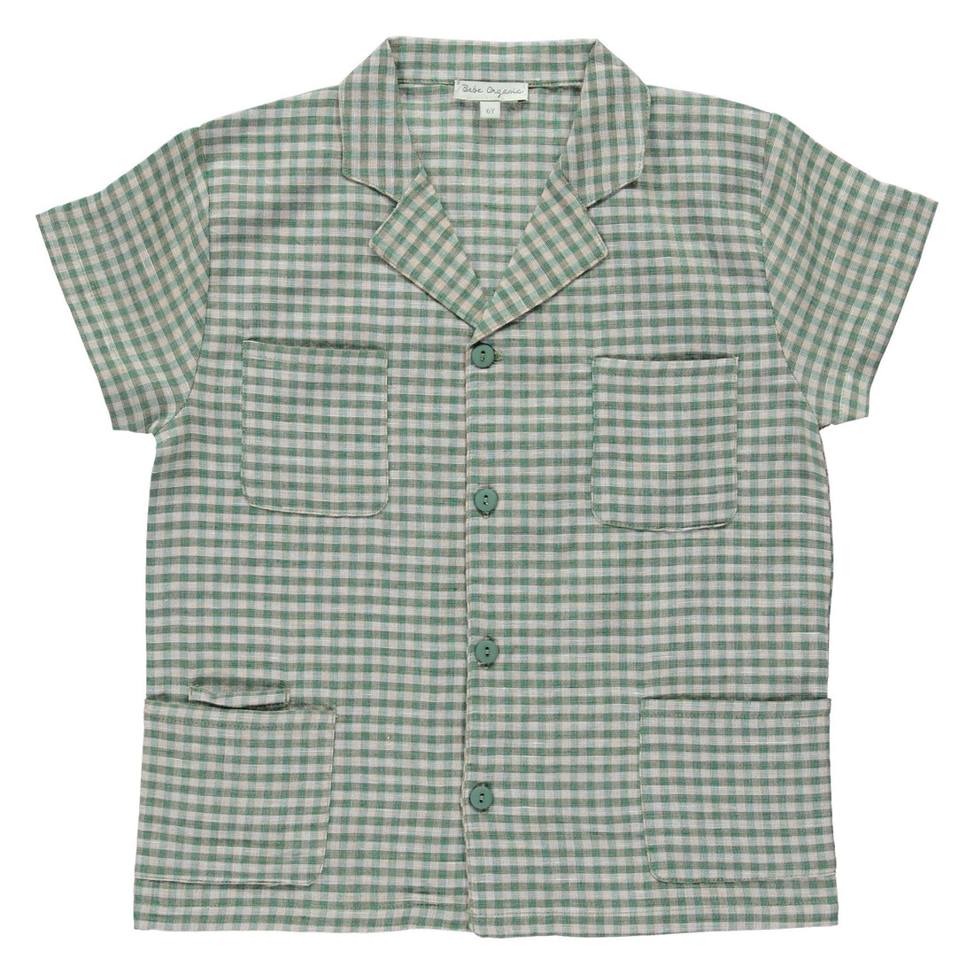 Bebe Organic Green Gingham Uma Shirt