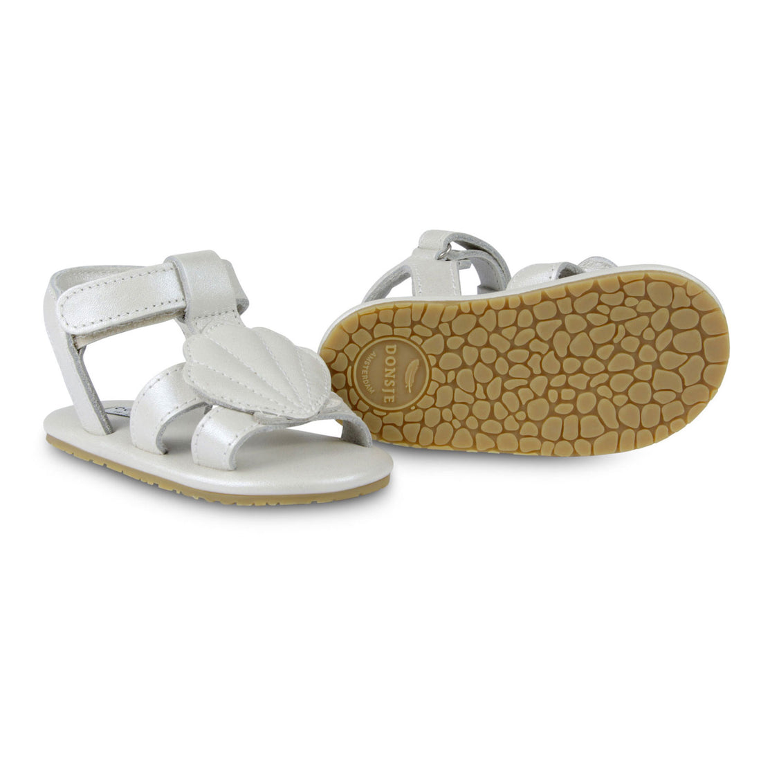 Donsje Off White Metallic Scallop Baby Sandals