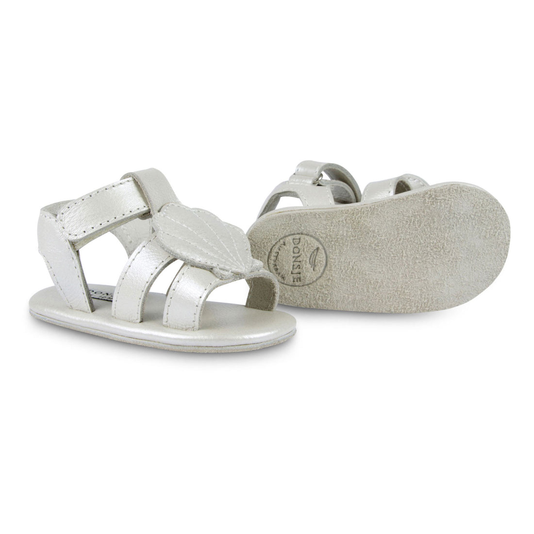 Donsje Off White Metallic Scallop Baby Sandals