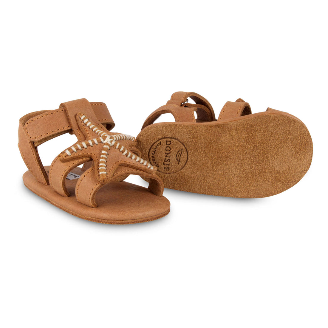Donsje Toast Grain Leather Starfish Baby Sandals