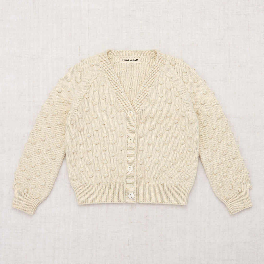 Misha and Puff Marzipan Popcorn V-Neck Cardigan