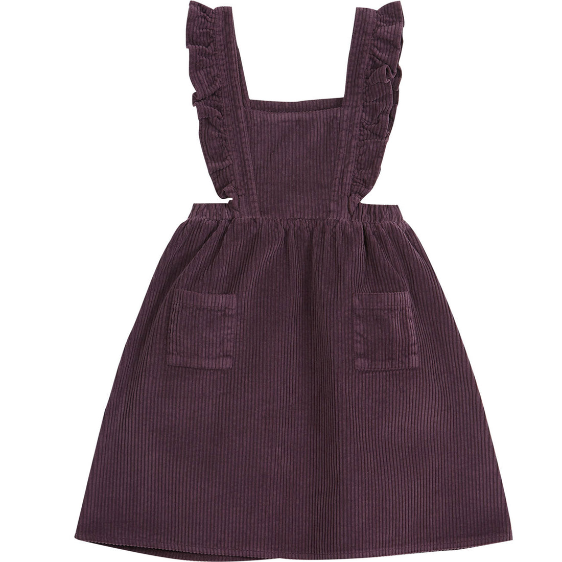 Emile et Ida Eggplant Frill Straps Velvet Apron Dress