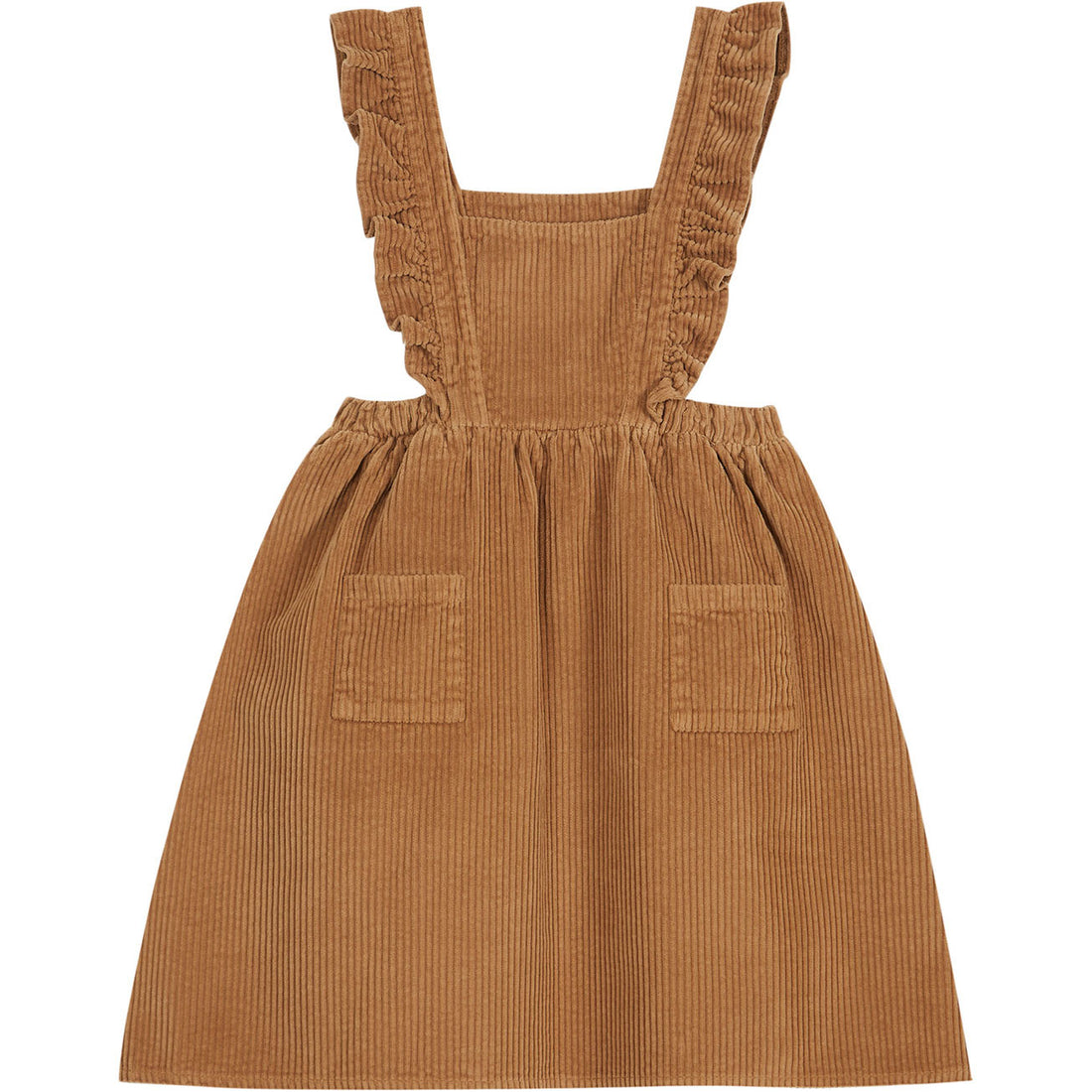 Emile et Ida Walnut Frill Straps Velvet Apron Dress
