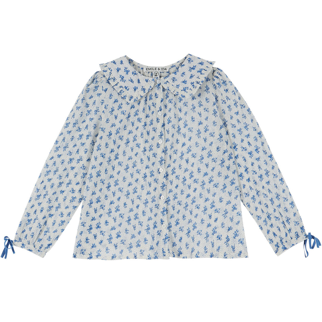 Emile et Ida Blue Flower Collared Blouse
