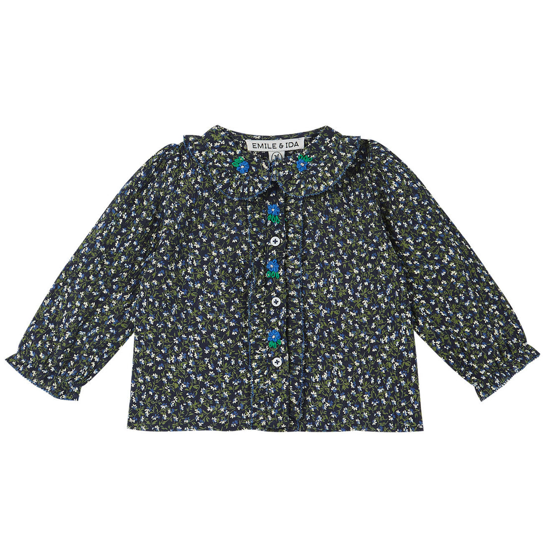 Emile et Ida Blue Garden Baby Blouse