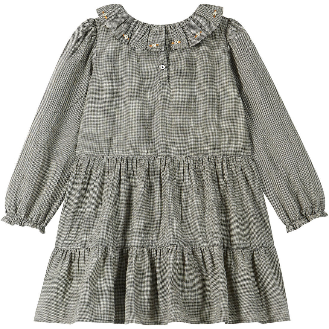 Emile et Ida Grey Mini Check Smocked Dress