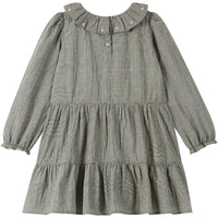 Emile et Ida Grey Mini Check Smocked Dress